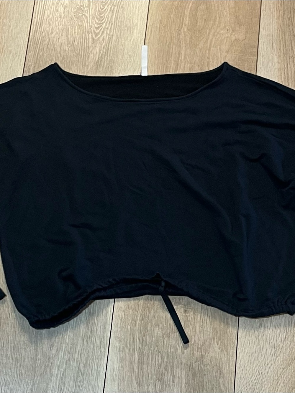 Fabletics Black Cropped Drawstring Boatneck Top - Picture 6 of 11